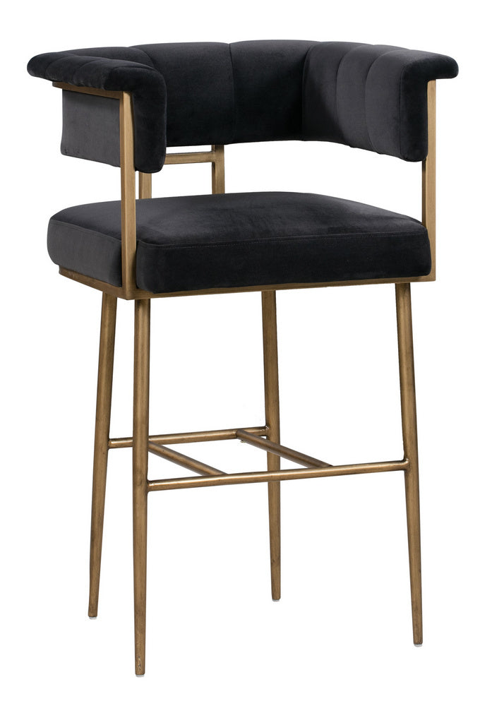 Astrid Grey Velvet/Antique Brass Iron Bar Chair