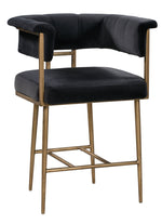 Astrid Grey Velvet/Antique Brass Iron Counter Height Stool