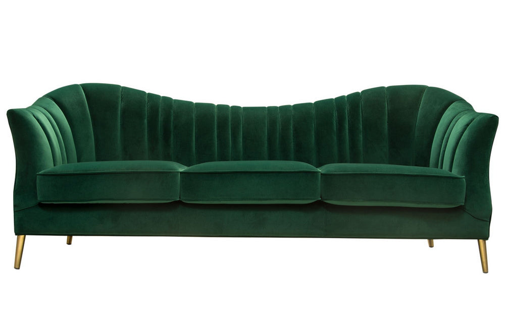 Ava Emerald Green Velvet Tufted Sofa (Oversized)