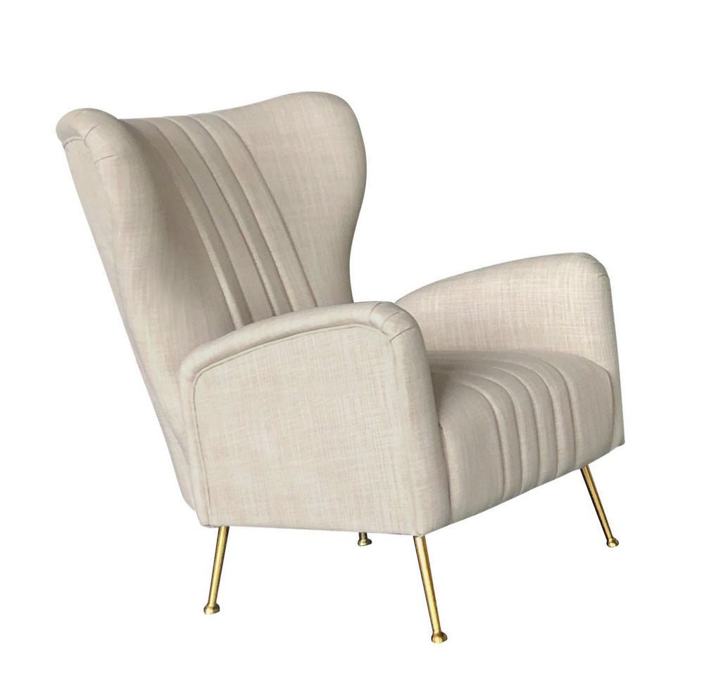 Ava Sand Linen Fabric Tufted Chair