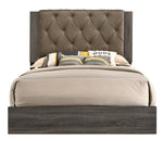 Avantika Rustic Gray Oak Wood/Fabric King Bed