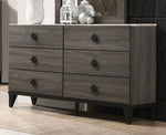 Avantika Rustic Gray Oak Wood/Faux Marble 6-Drawer Dresser