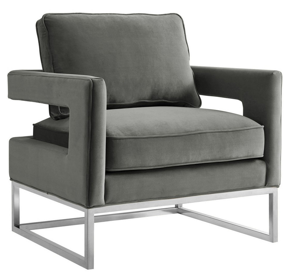 Avery Grey Velvet Accent Chair