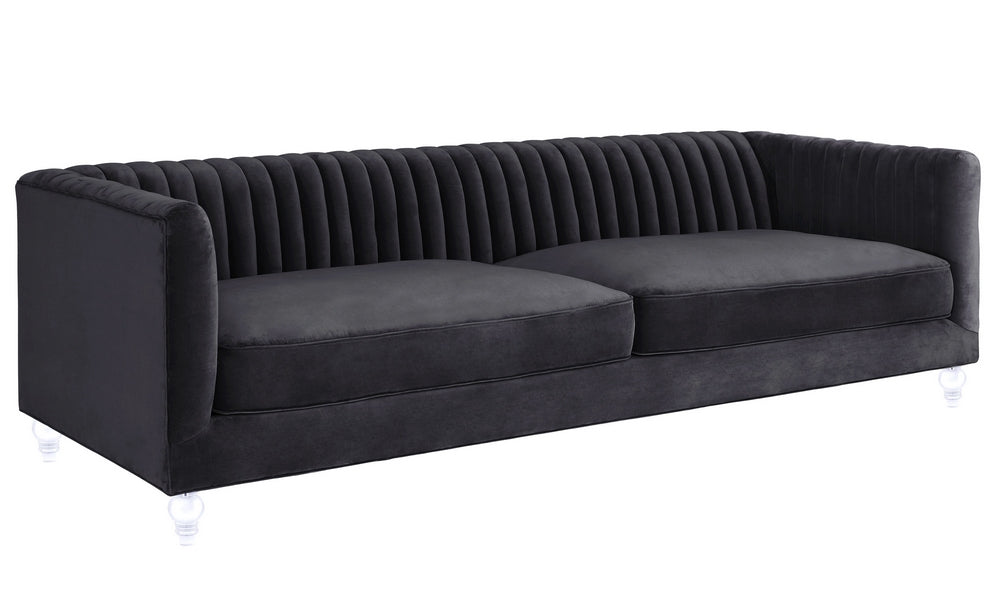 Aviator Grey Velvet 2-Seat Sofa (Oversized)