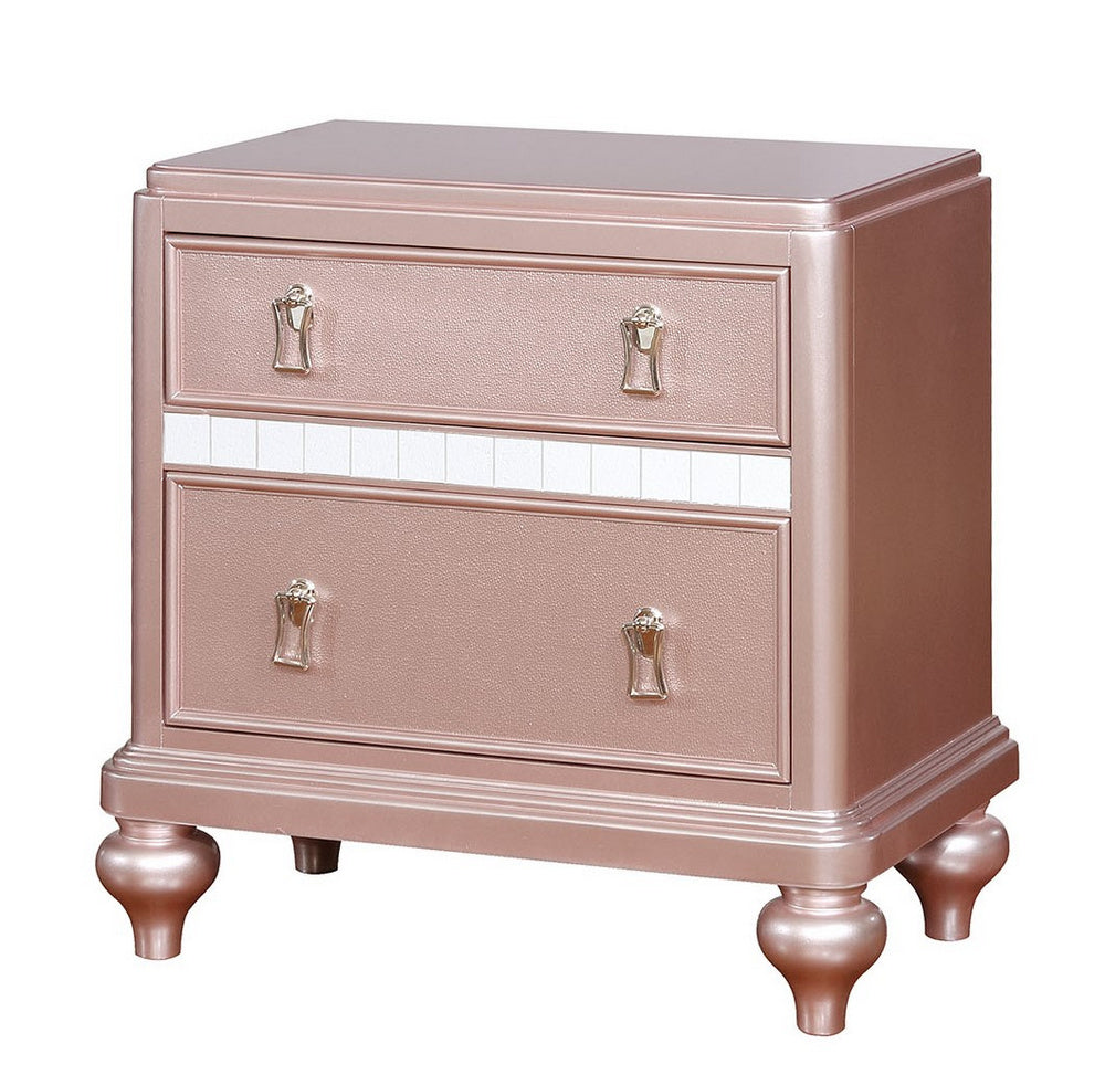 Avior Rose Gold Wood Nightstand