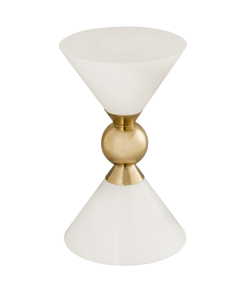 Balhi White/Gold Metal Side Table