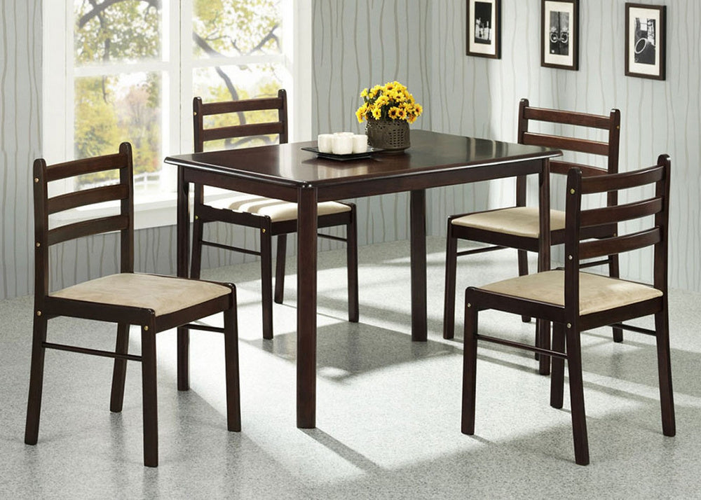 Barbara 5-Pc Espresso Wood Dinette Table Set