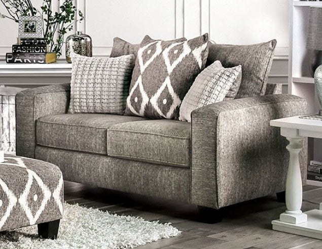 Basie Gray Burlap Weave Loveseat