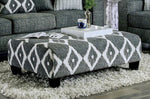 Basie Gray Burlap Weave Ottoman