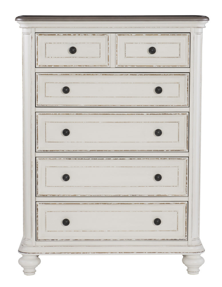 Baylesford Antique White Wood 5-Drawer Chest