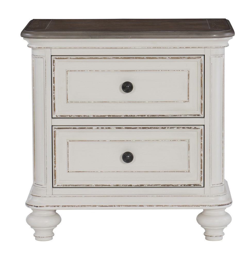 Baylesford Antique White Wood 2-Drawer Nightstand