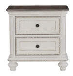 Baylesford Antique White Wood 2-Drawer Nightstand