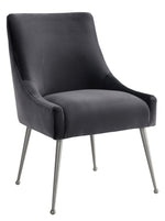 Beatrix Grey Velvet/Silver Metal Side Chair