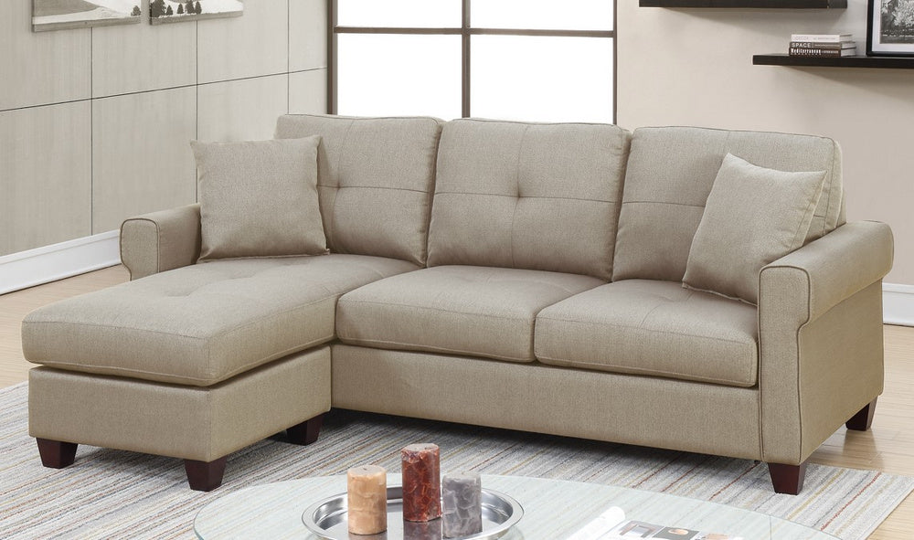 Becky 2-Pc Beige Fabric Reversible Sectional Sofa