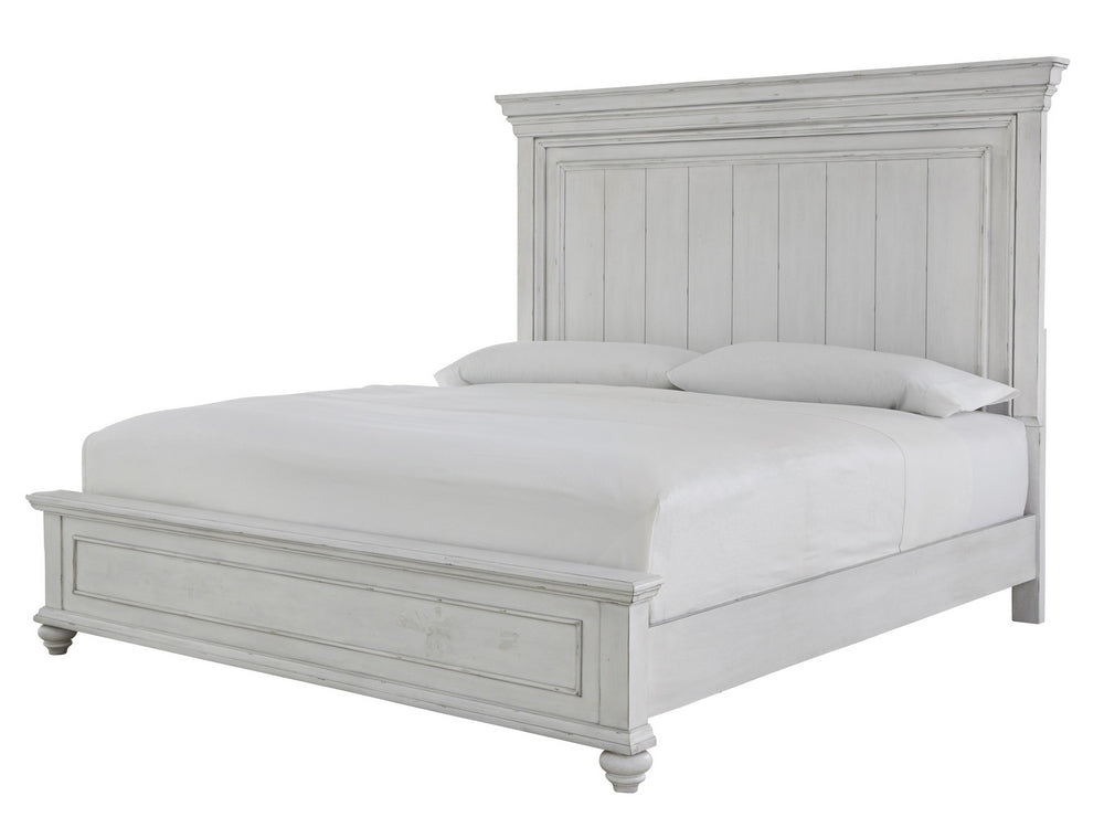 Kanwyn Whitewash Wood King Panel Bed