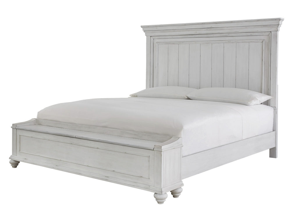 Kanwyn Whitewash Wood King Storage Bed