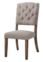 Bernard 2 Cream Linen/Weathered Oak Wood Side Chairs