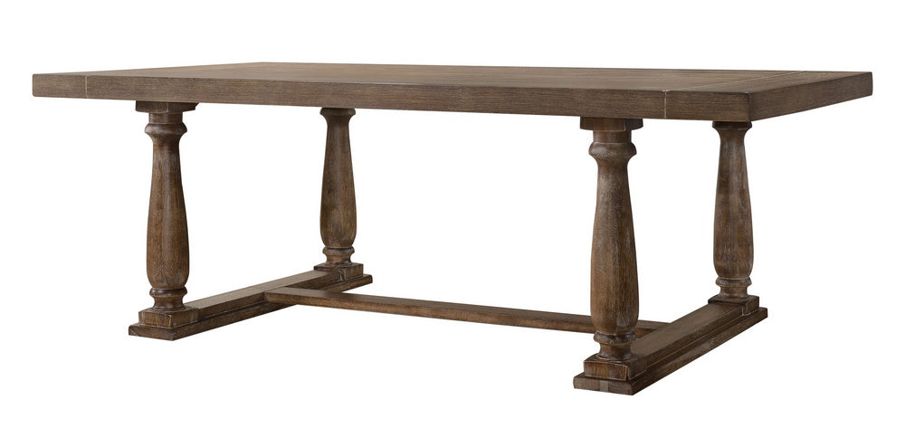 Bernard Weathered Oak Wood Rectangular Dining Table