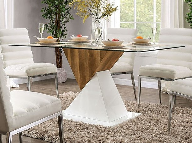 Bima Two Tone Metal/Clear Glass Dining Table