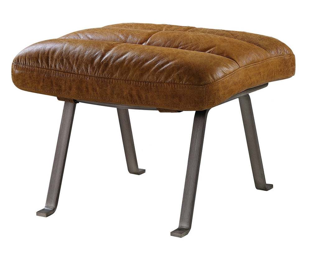 Bison Toffee Top Grain Leather Ottoman