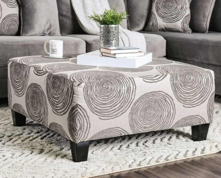 Bonaventura Grey Pattern Microfiber Ottoman