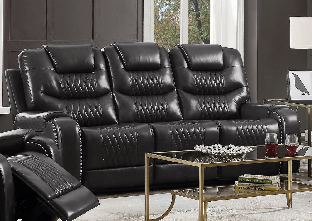 Braylon Magnetite PU Leather Manual Recliner Sofa (Oversized)