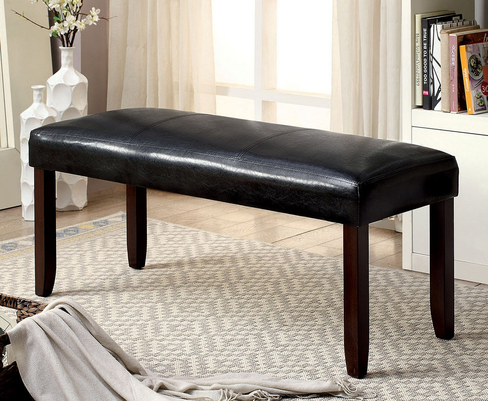 Brent Espresso Leatherette/Dark Cherry Bench