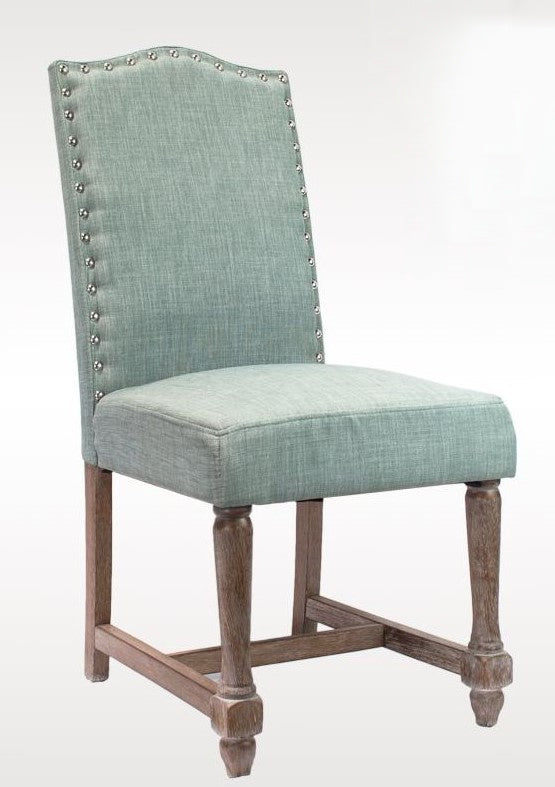 Brittani 2 Sea Blue Fabric/Wood Side Chairs