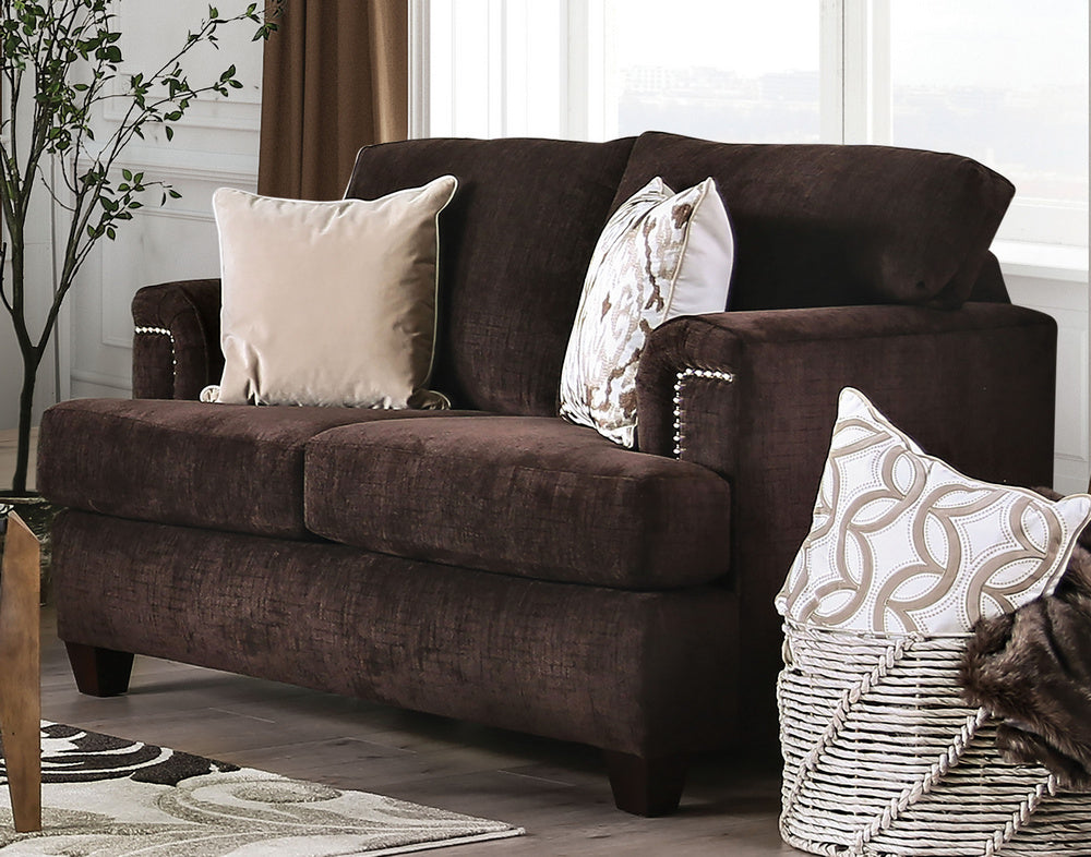 Brynlee Chocolate Fabric Loveseat