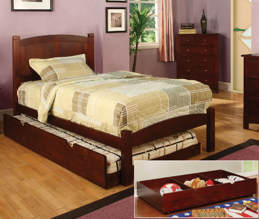 Cara Cherry Wood Full Bed with Trundle-Drawers