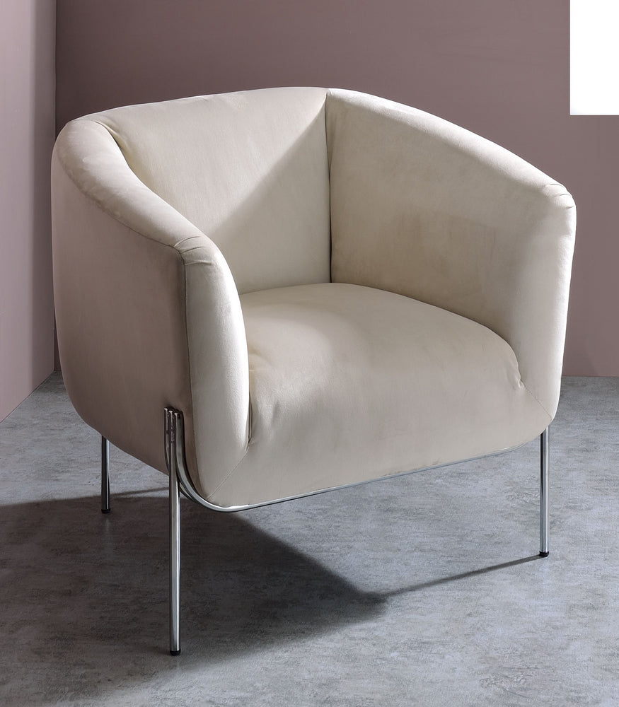 Carlson Beige Velvet Accent Chair with Gold Finish Legs