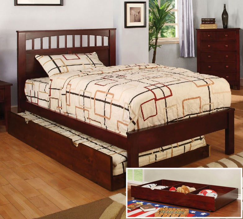 Carus Cherry Wood Full Bed w/Trundle-Drawers