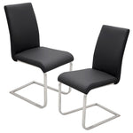 Caryl 2 Black Faux Leather/Chrome Side Chairs