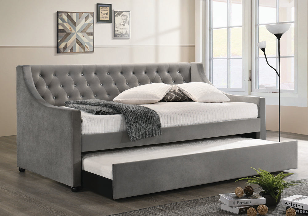 Chatsboro Grey Velvet Twin Daybed with Trundle