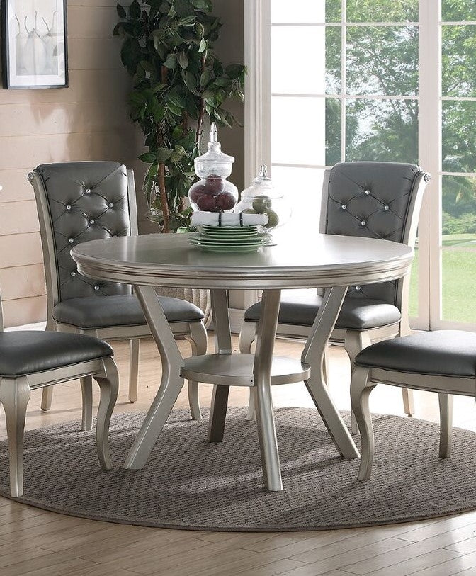 Chrissy Antique Silver Wood Round Dining Table