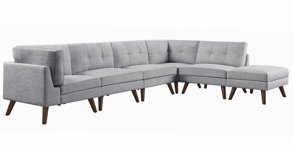 Churchill 6-Pc Grey Linen-Like Fabric Modular Sectional