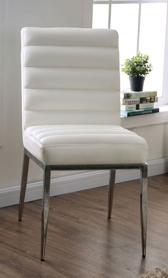 Cilegon 2 White Leatherette/Metal Side Chairs