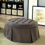 Claes Gray Fabric Ottoman with Open Shelf