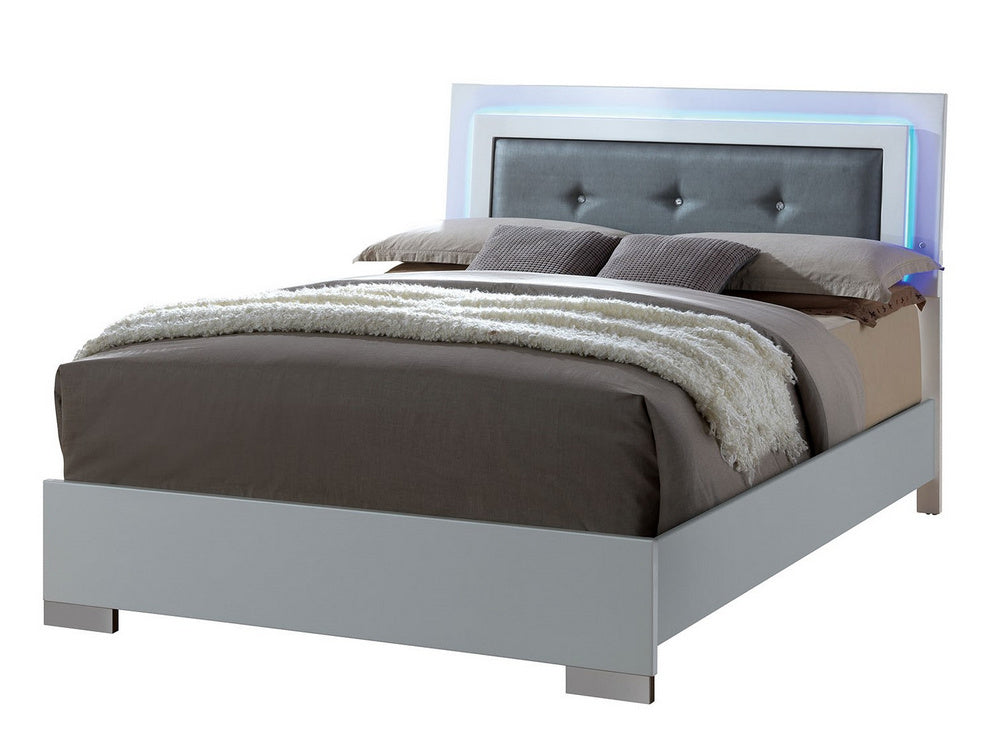 Clementine Glossy White/Gray Wood Full Bed