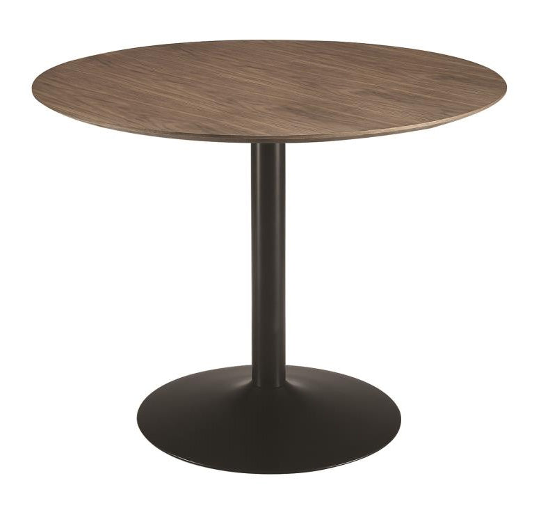 Clora Walnut Wood/Black Metal Round Dining Table