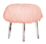 Cosette Pink Fur/Clear Acryl Ottoman