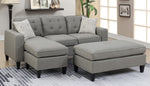 Daren Light Grey Polyfiber Convertible Sectional w/Ottoman