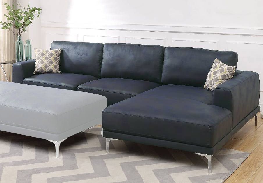 Dax 2-Pc Ink Blue Leather Gel RAF Sectional Sofa