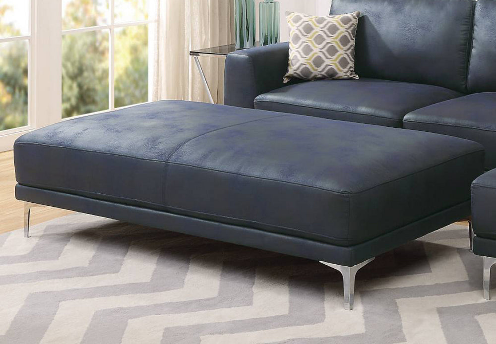 Dax Ink Blue Leather Gel XL Cocktail Ottoman