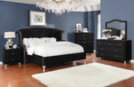 Deanna 5-Pc Black Velvet King Bedroom Set (Oversized)