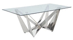 Dekel Clear Glass/Silver Metal Rectangular Dining Table