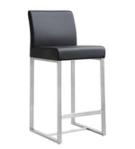 Denmark 2 Black Vegan Leather Counter Height Stools