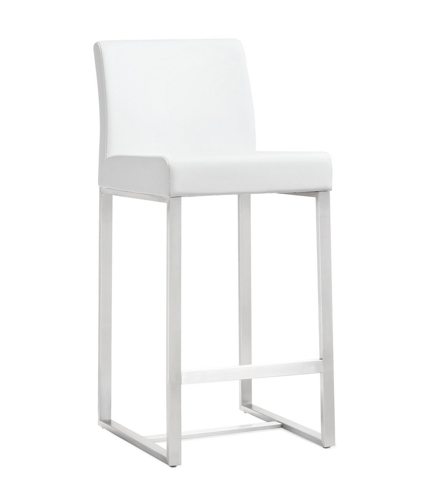 Denmark 2 White Vegan Leather Counter Height Stools