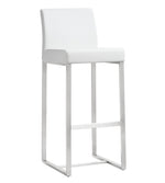 Denmark 2 White Vegan Leather/Steel Bar Stools