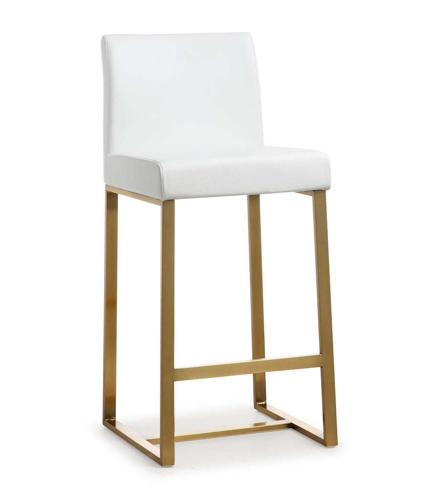 Denmark 2 White/ Gold Steel Counter Height Stools